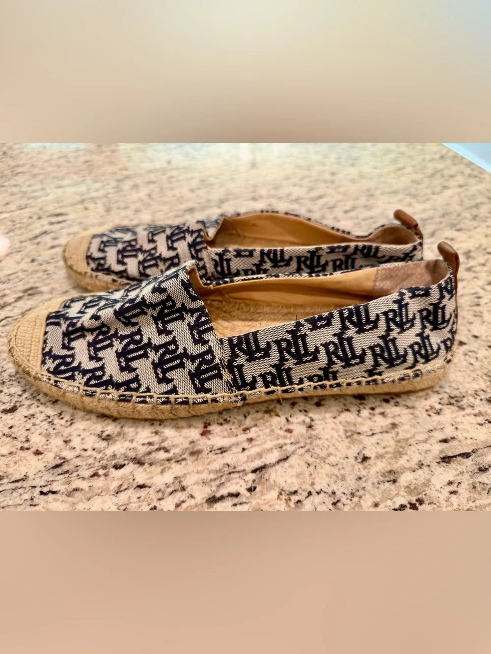 Ralph Lauren Womens Blue Logo Slip On Espadrilles Comfort Shoes Size 9.5